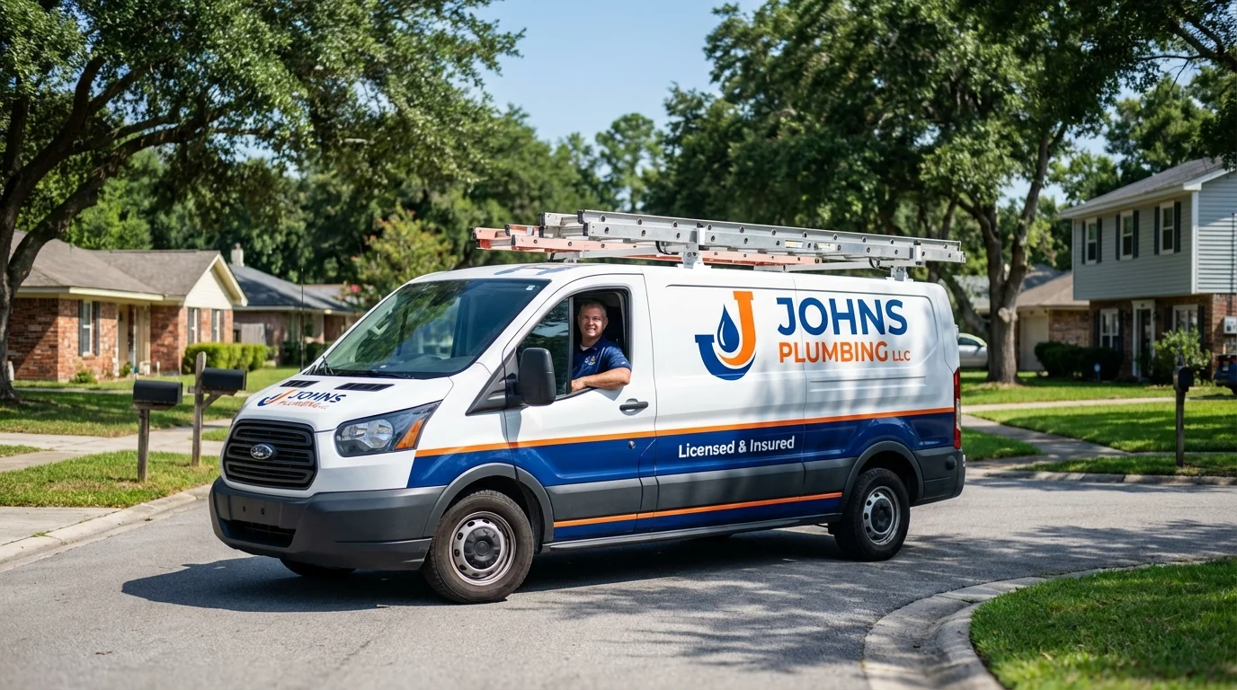 Johns Plumbing LLC service van in Highland, IN