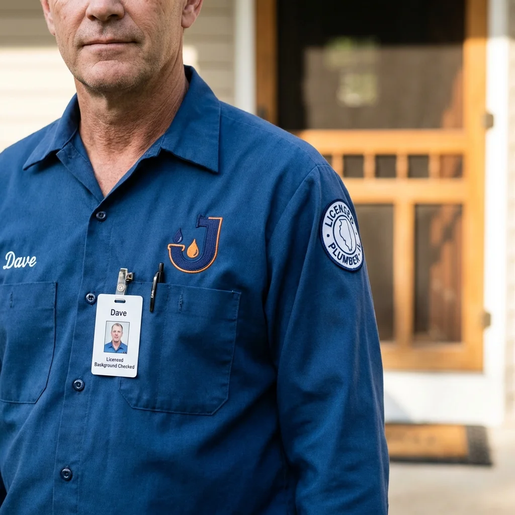 Licensed plumber showing ID badge in Highland, IN